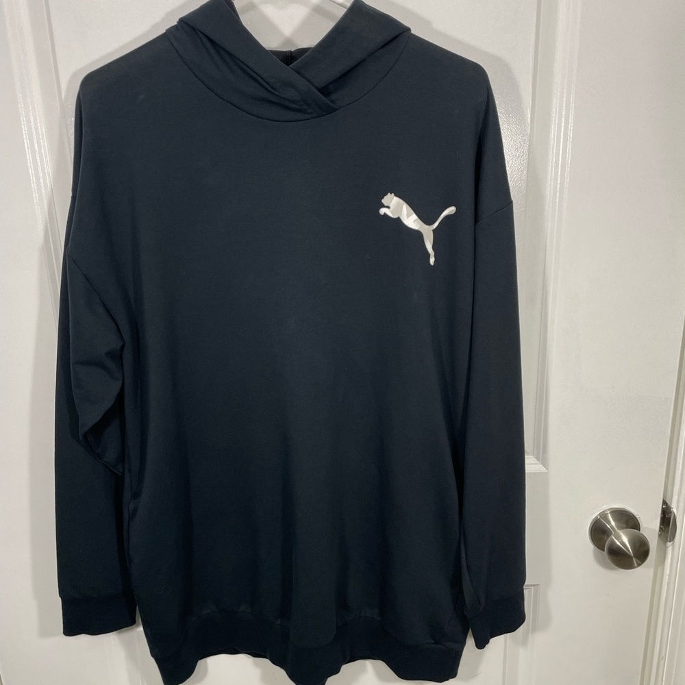 Men’s Puma Midnight Black Pullover with White Logo Size XL